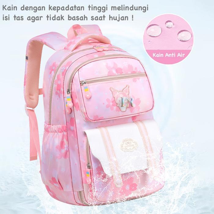 SPECIAL LNR Shop Tas Sekolah Ransel Gendong Tema Sanrio Kuromi untuk Anak Perempuan Model Kulkas Pla