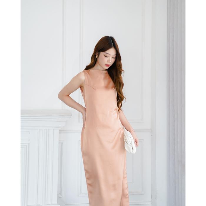 HER VOGUE Ava Dress terusan pesta dinner cny imlek sincia gold sage kondangan simple elegant basic w