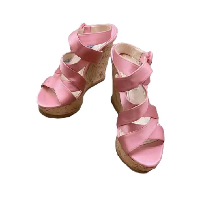 Original murah..!! PRADA Crisscross Strap Wedge Shoes Authentic Sepatu wanita Branded Asli
