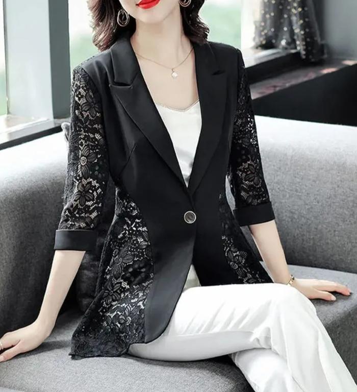 Blazer wanita mix brokat korean style keren atasan hitam Casual