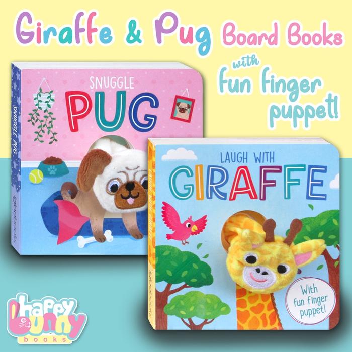 [Igloo Books] Snuggle Pug / Laugh with Giraffe Board Book with Fun Finger Puppet!