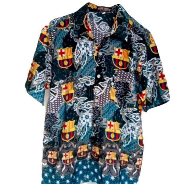 kemeja batik bola barcelona size XS karya saputra collection