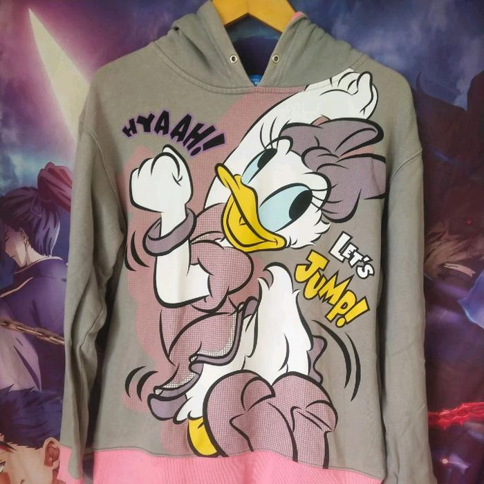 Disney Resort Tokyo Daisy Duck All Over Grey Official Cartoon Hoodie Japan Kartun Jaket Jacket Origi