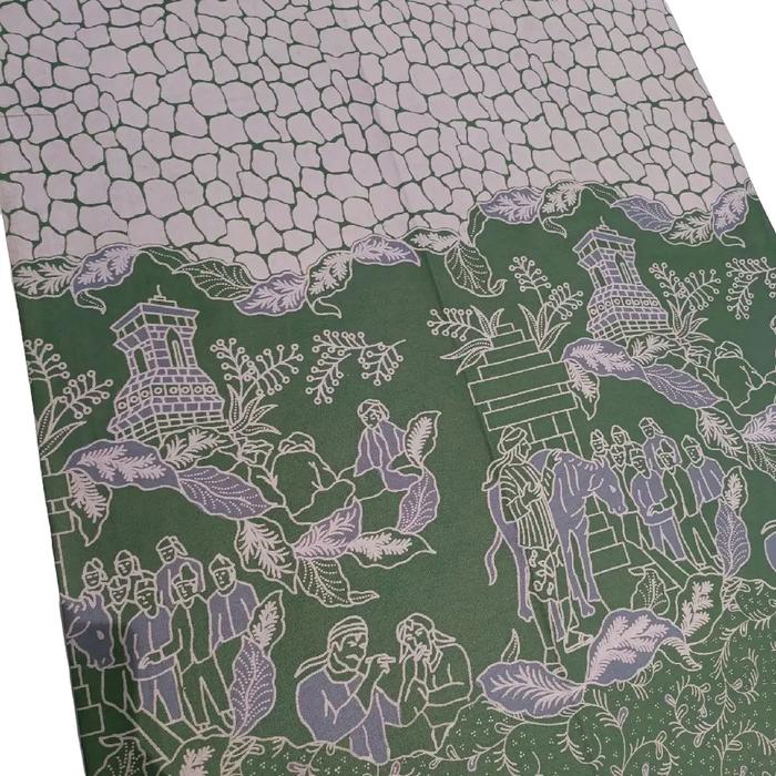 Batik Cap malam dingin Menara Kudus Hijau 01