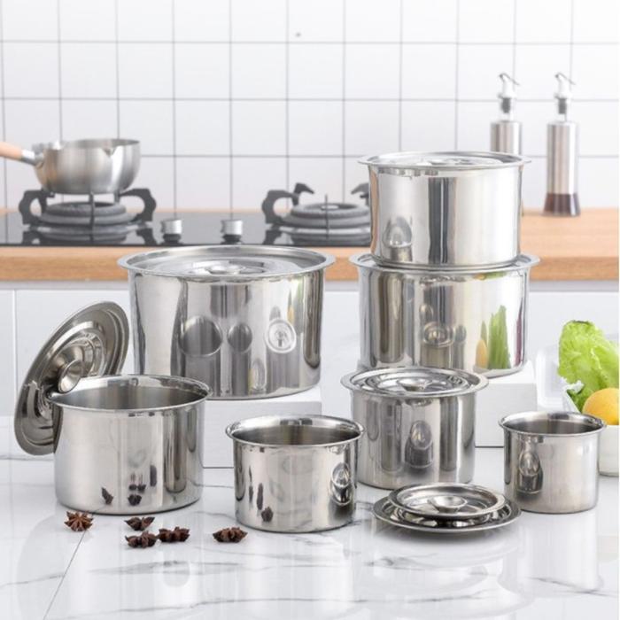 Cahayastore - Baskom Stainless Tutup | Wadah Bumbu Dapur | Tempat Makanan