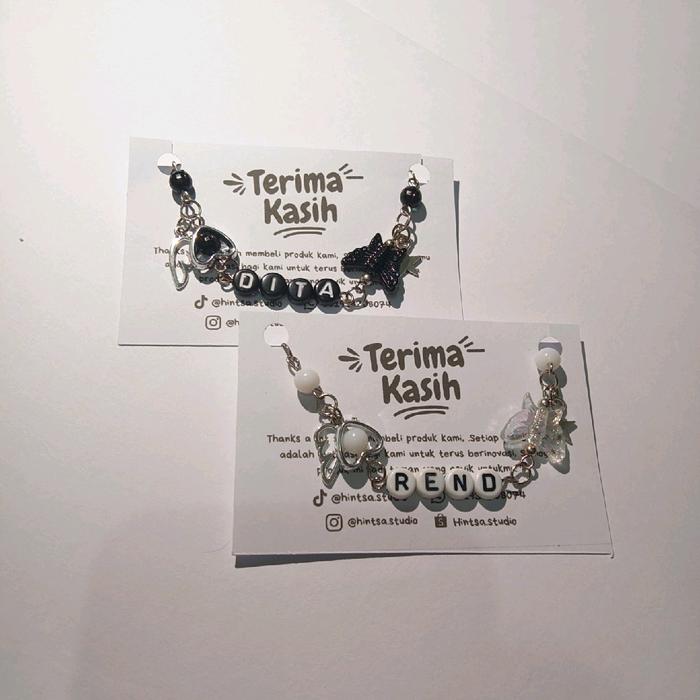 gelang custom nama, gelang manik custom, request nama, gelang manik aesthetic