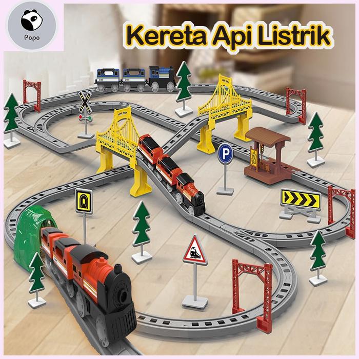 Kereta Api Mainan Anak Perakitan Listrik Miniatur Rel Kereta Api Mainan DIY Kereta Api Anak Laki Lak