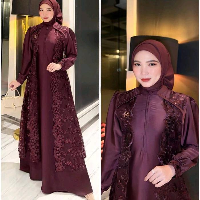 GAMIS BROKAT WANITA REMAJA MUSLIM MARBELA DRESS BRUKAT MEWAH BAJU LEBARAN KONDANGAN PESTA outfit
