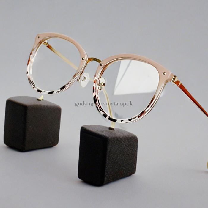 GKO - Kacamata Wanita Cateye Leopart Frame Besi Kokoh Lensa Photocromic Bluecromik Minus Optik AB221