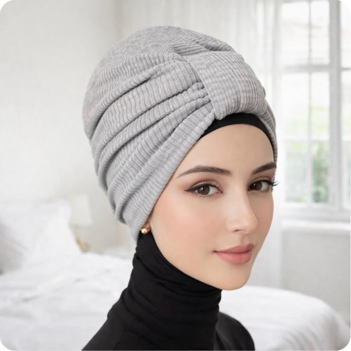 Turban instan knit rajut Turban dewasa polos premium Turban hijab instan rajut Kerudung
