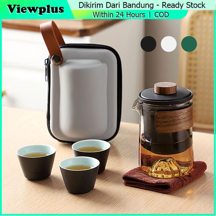 Teapot Ceramic Set Travel With Bag / Kungfu Tea Pot / Tea Set Hampers Kado / Teko Teh Portable / Kun