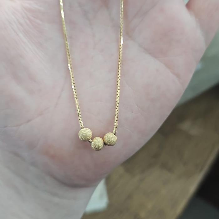 Kalung Bola Pasir Pentol Gold Putih Rosegold Emas Asli 700 70% Hwt