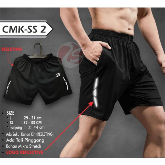 Celana pendek pria training parasut bawn olahraga pria super speed cmk ss reflective
