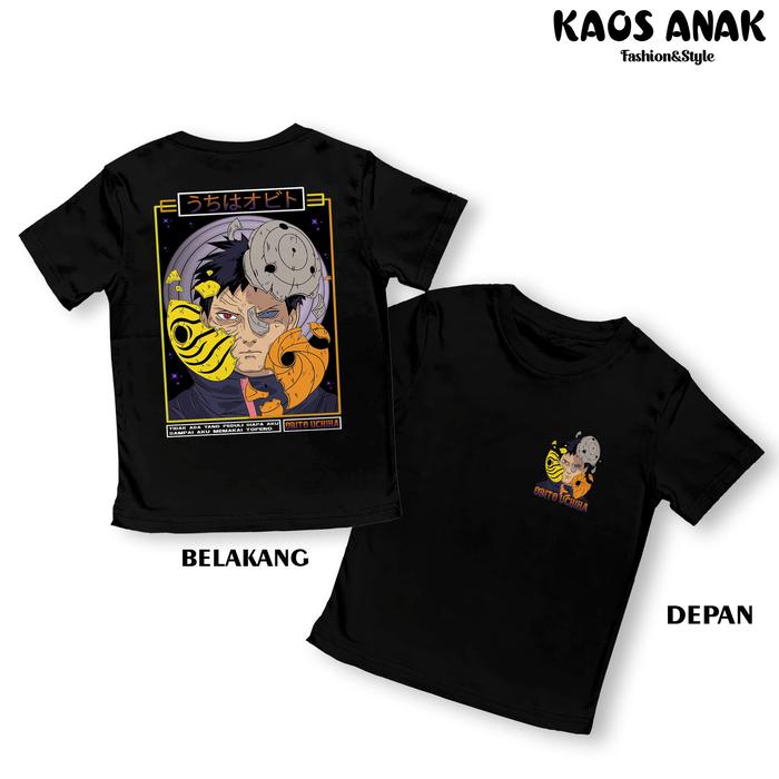 KAOS ANAK OBITO UCHIHA ATASAN ANAK KARAKTER ANIME OBITO UCHIHA BAHAN COTTON COMBED LEMBUT