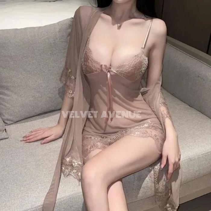 Kimono Lingerie Jumbo Transparan 2In1 Can Be Kimono Bigsize  Premium