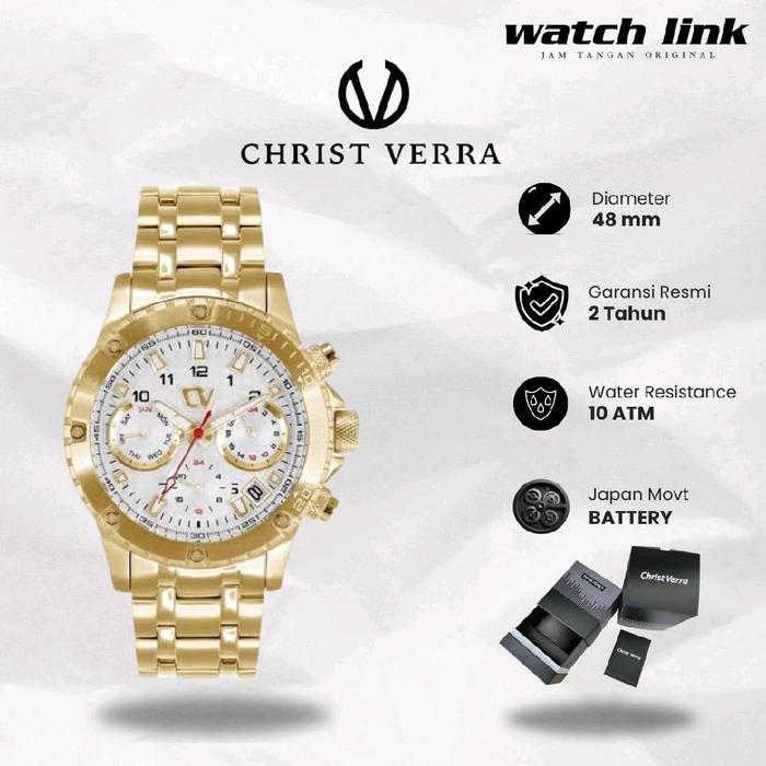 jam tangan pria christ verra cv c71094G-18BLk original garansi resmi Watches Kaca Gold
