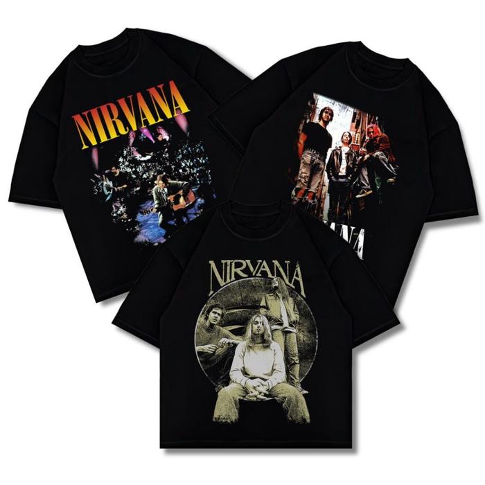 Psycho Crucify "Nirvana" Oversized T-Shirt | Black | Kaos Oversize | Vintage | Atasan | Kaos Band