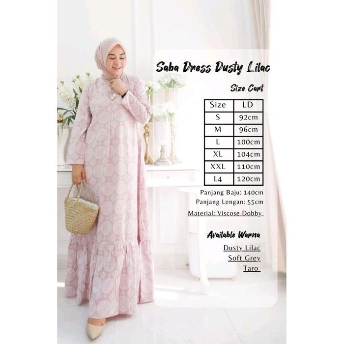 Maxy Dress Saba Ori NCK Label Baju Wanita Viscose Dobby Size S-XXL Warna Dusty Lilac