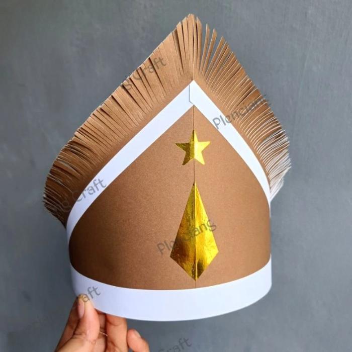Topi Runcing Adat Aceh Warna Coklat Mahkota tari karnaval  Hiasan Bahan kertas karton Topi Aceh