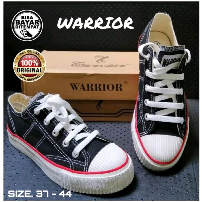 Warrior Sepatu Warior Classic LC Hitam Putih Size 37-44 Ori Murah Karet Casual Shoes Bahan Kanvas So