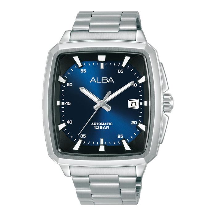 Jam Tangan Pria Alba Mechanical AU4039X1 Automatic Men Blue Dial Stainless Steel Strap