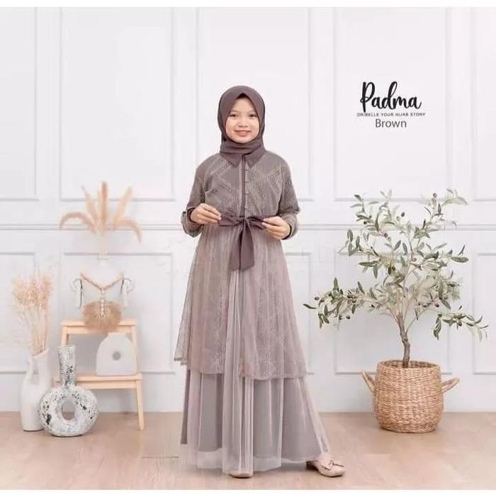 Abaya Padma kids dress/gamis anak perempuan remaja tanggung muslimah cantik dan anggun Usia 5 sampai