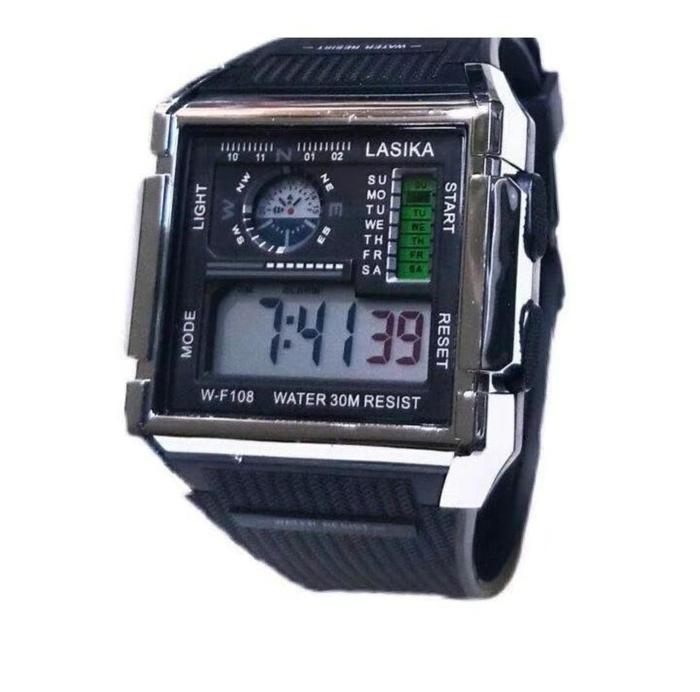 {Bisa Bayar Ditempat} Jam Tangan Pria Lasika F-108 Digital Fitul Lengkap Body Kotak Watcgh { dapat b