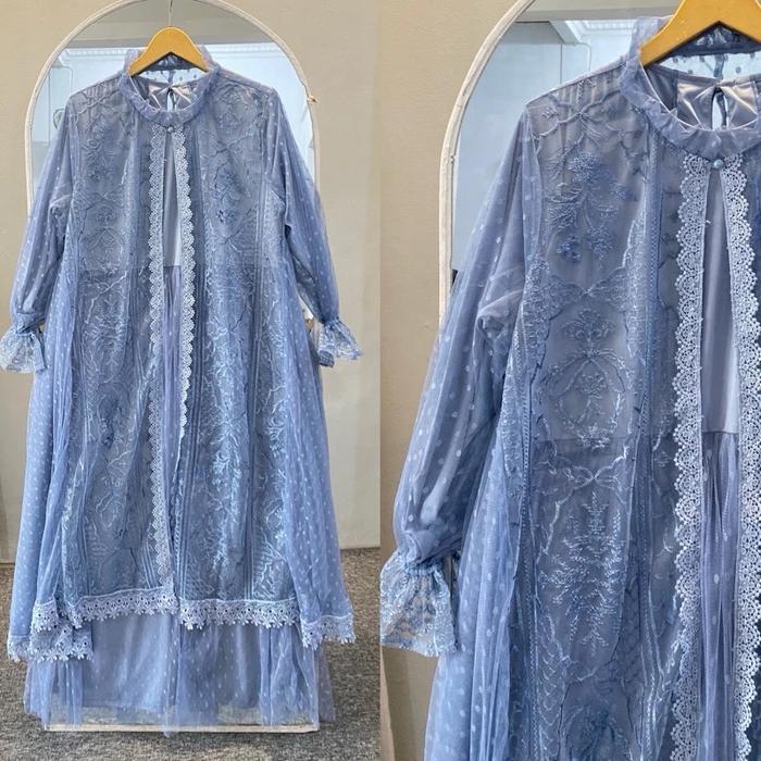 Gamis Brukat Tile +Outer Lepas Pasang Premium