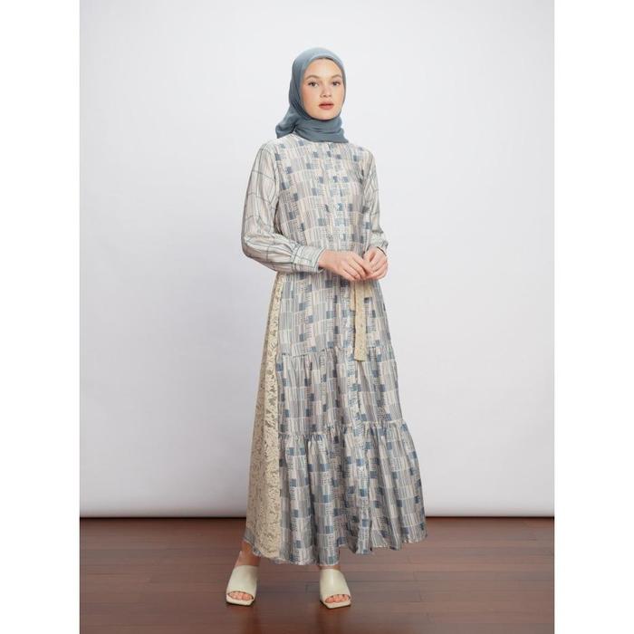 Ellian Dress Blue Denim - Aleza Label | Long Dress | Busui Friendly | Gamis Panjang | Aleza