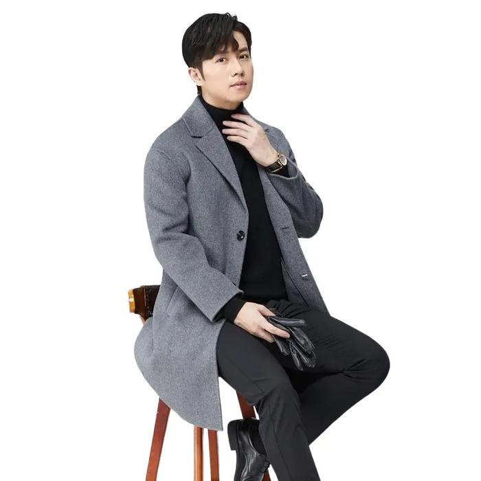 Jaket Jas Katun Casual Long Coat Slimfit Blazer Kantor Panjang Cowok keren Custom semi Formal Basic