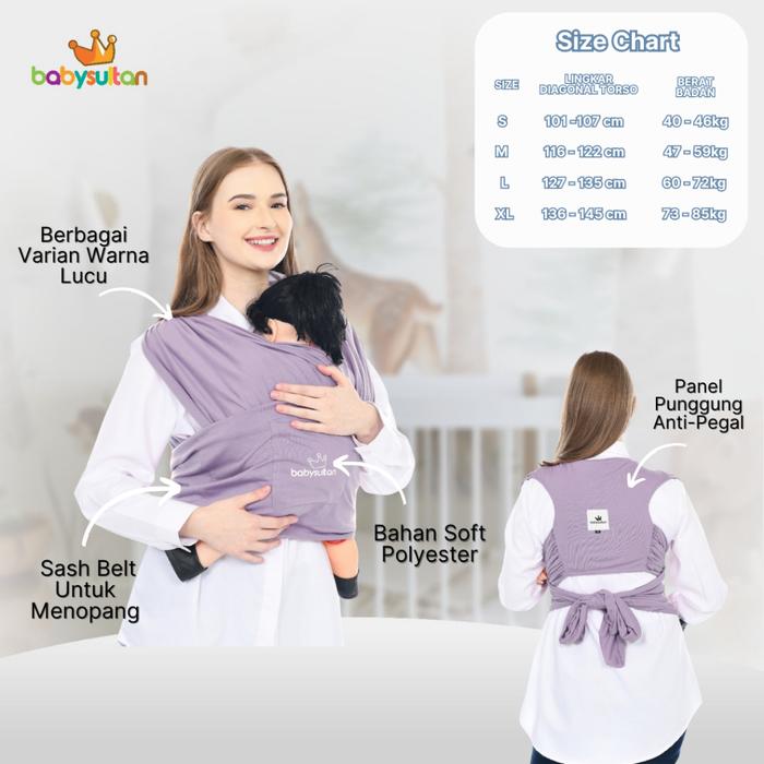 Baby Sultan - Gendongan Baby Wrap Fast - Gendongan Bayi Depan M Shape 3in1 Premium Dengan Sash Belt