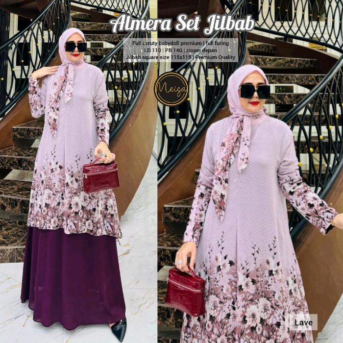 Almera set Hijab by Meisa //setelan baju dan hijab//gamis muslimah//best seller//lebaran//