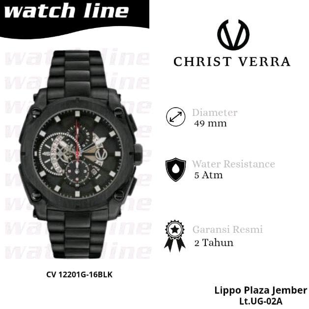 CHRIST VERRA SERI CV 12201G-16 BLK JAM TANGAN PRIA