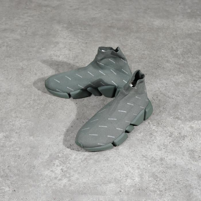 Sepatu BALENCIAGA SPEED TRAINER ALL OVER WHITE KHAKI GREEN SNEAKER 100% ORIGINAL