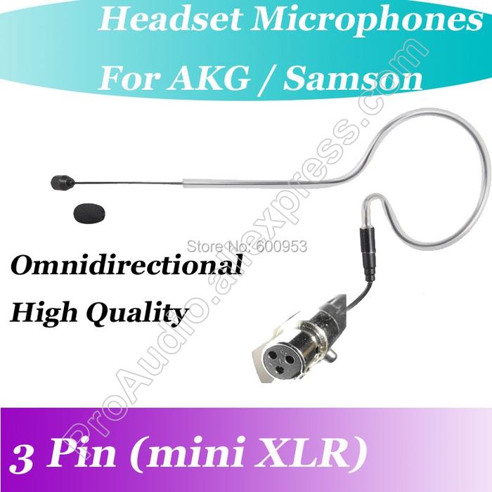 MICWL XLR 3-Pin mini Black Wireless ear hook Headset Microphone for