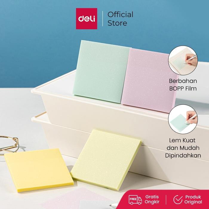 Deli Semitransparent Sticky Notes / Memo Tempel Semi Transparan 76x76mm 50 Lembar/Pad Lem Kuat BT131