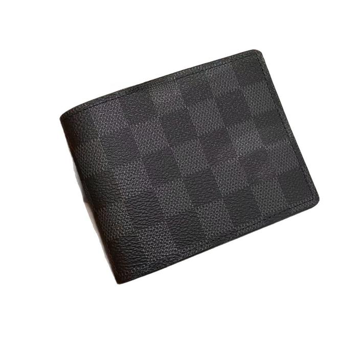 Limited Vip Gift Black Chessboard Pattern Foldable Men's Wallet Not for Sale Tag Casual Travel Style