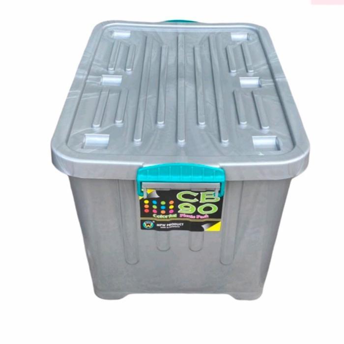 ( 1 & 2 PCS ) CONTAINER BOX SILVER /CONTAINER SILVER/ CONTAINER MURAH MKW 90 LITER & 140 LITER konte