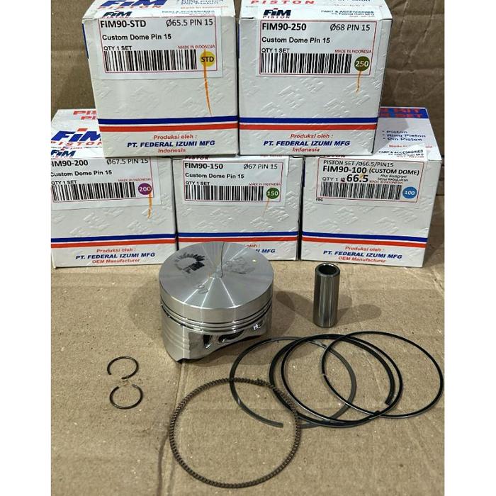 PISTON SET FIM 90 CUSTOM DOME DIAMETER 65,5 66 66,5 67 67,5 68 PIN 15 SEHER IZUMI TIGER MEGAPRO MP G