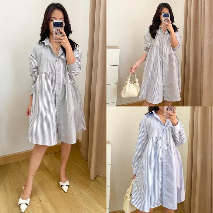GHIA TERUSAN DRESS TUNIK WANITA LENGAN PANJANG BABYDOLL RUFFLE BUMIL BUSUI FRIENDLY