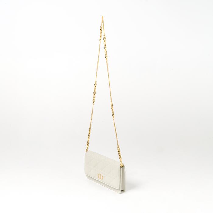 Tas CHRISTIAN DIOR CARO WHITE CANNAGE CALFSKIN CHAIN SHOULDER BAG 100% ORIGINAL