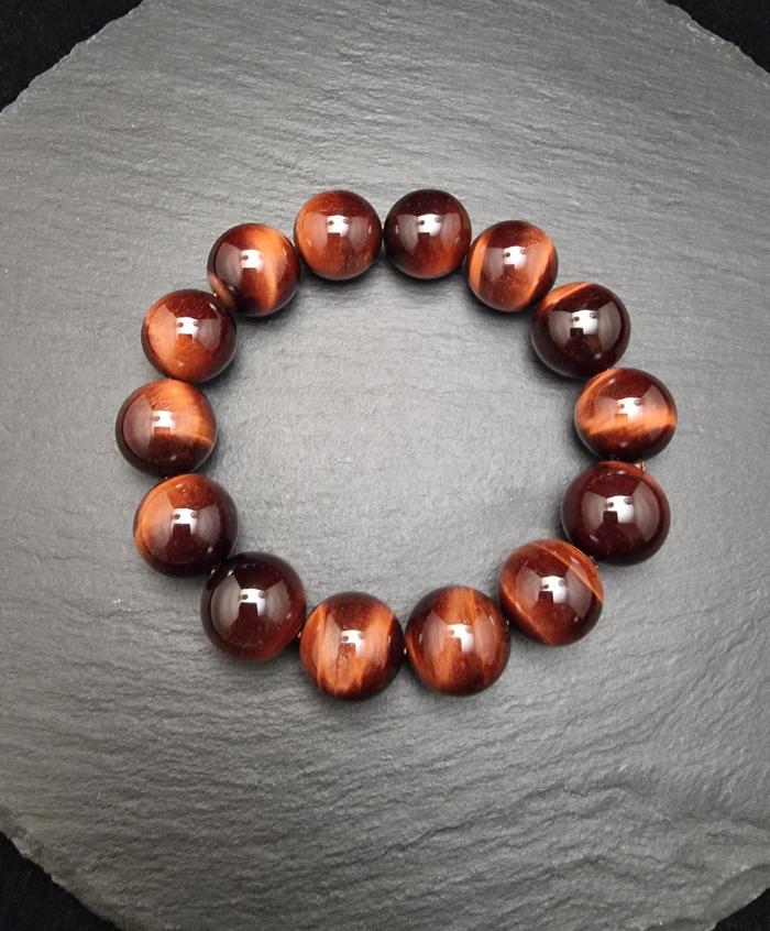 Gelang Batu Red Tiger Eye Petir Full Natural Super 16mm C1873