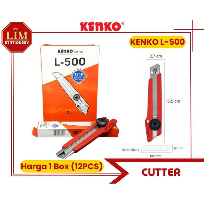 Cutter Besar Kenko L-500 12Pcs Original