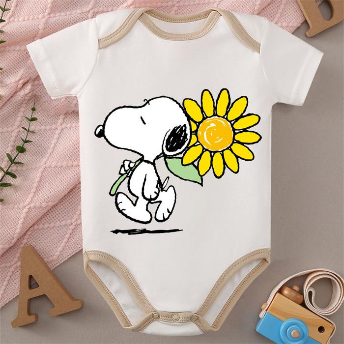 MINISO Snoopy/Sunflower Print Baby Cloths 100% Cotton Jumpsuit Onesie Bodysuit for 0 To 12 Months Ne