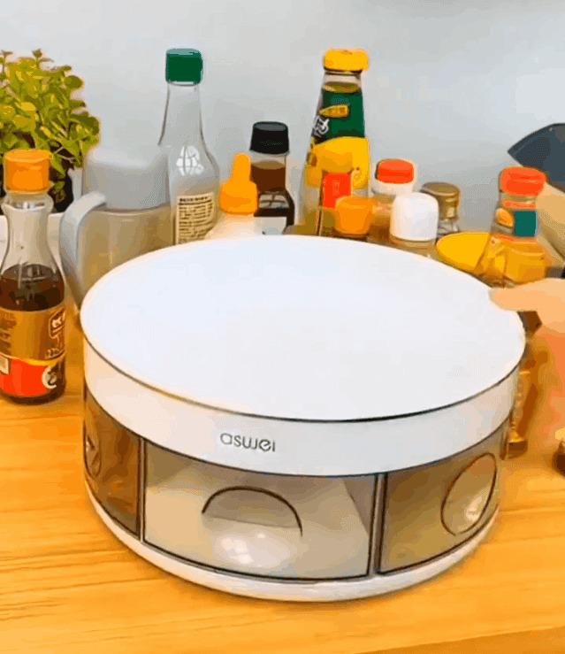 Rak Bumbu Putar Kotak Penyimpanan Bumbu Botol Kecap Dapur Rak Bumbu