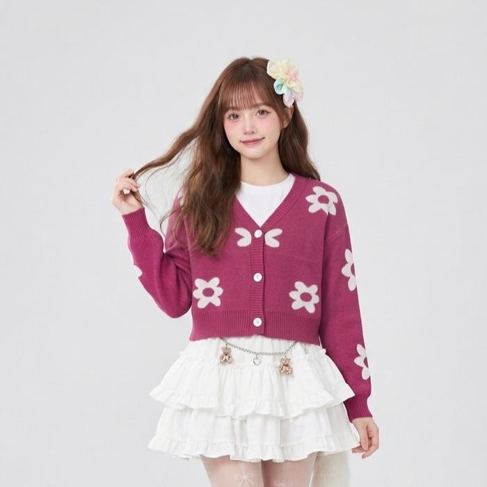 [Daisy} Cardi Flow- Erze Store Cardigan bunga crop Top Terbaru Atasan Wanita Moderen modis