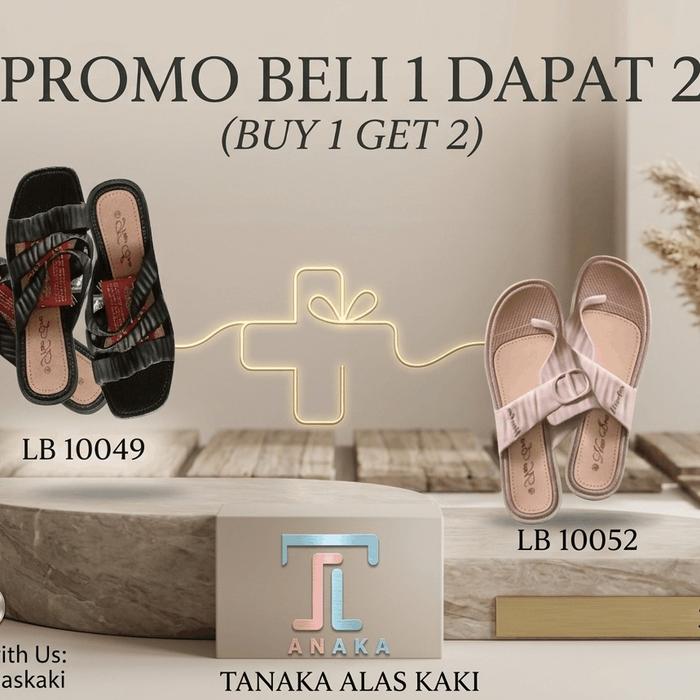 New Era Sandal Jepit LB 10049 & LB 10052 Bahan Karet Premium Size 37-40 Promo Beli 1 Gratis 1 Sendal