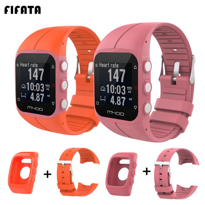 FIFATA Silicone Band Protective Case For Polar M430 M400 Sport Watch Strap Bracelet+Protector Shell