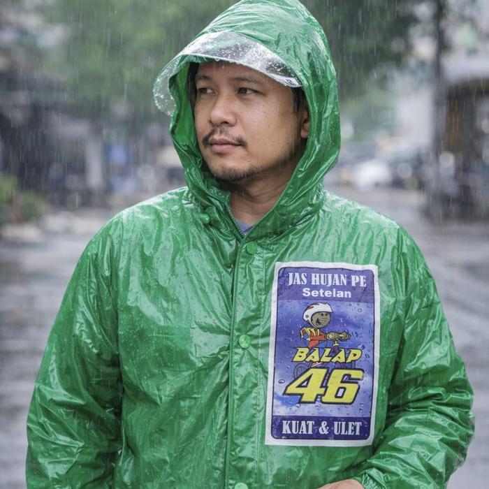 (Isi 3 Pcs) Jas Hujan Plastik Balap46 Setelan Atasan Bawahan Jas Hujan / Jas Hujan PE Merk Balap 46