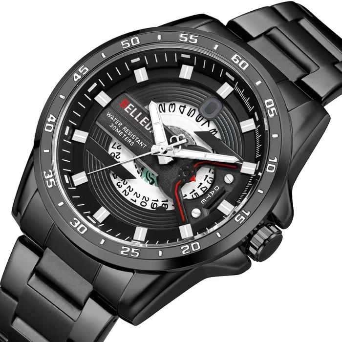 DISKON JAM TANGAN BELLEDA 9382 Rantai Stainless Steel Tanggal Aktif anti air Watches 1